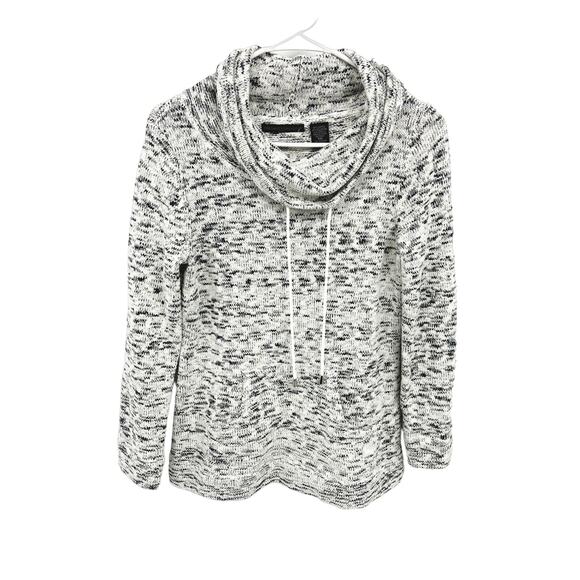 Preswick & Moore Petite Black White Marled Cowl Neck Pocket Sweater Size PM NWT - Picture 1 of 6